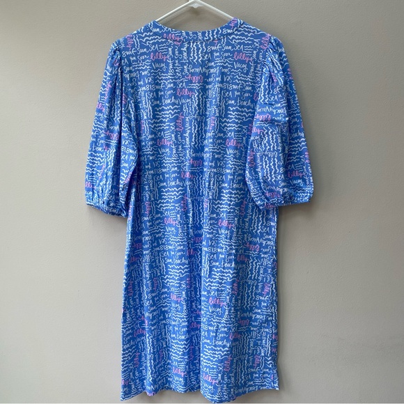 NWT Lilly Pulitzer Colson Dress 100% Cotton Sunwashed Blue Seacrets Size L - Picture 7 of 9
